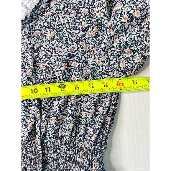 Indigo Rose Floral Midi Dress Long Sleeve Tie Front Layered Elastic Waist Sz S - Picture 14 of 16
